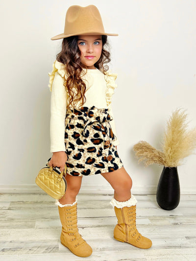 Purrfectly Chic Sweater & Leopard Print Skirt Set