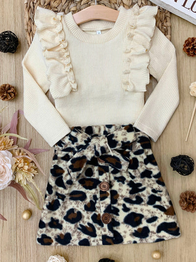 Purrfectly Chic Top & Leopard Print Skirt Set