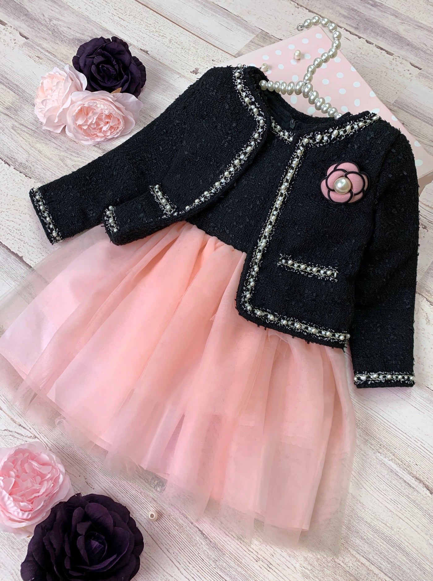 Fabulousity Tweed Blazer & Tulle Tutu Dress Set