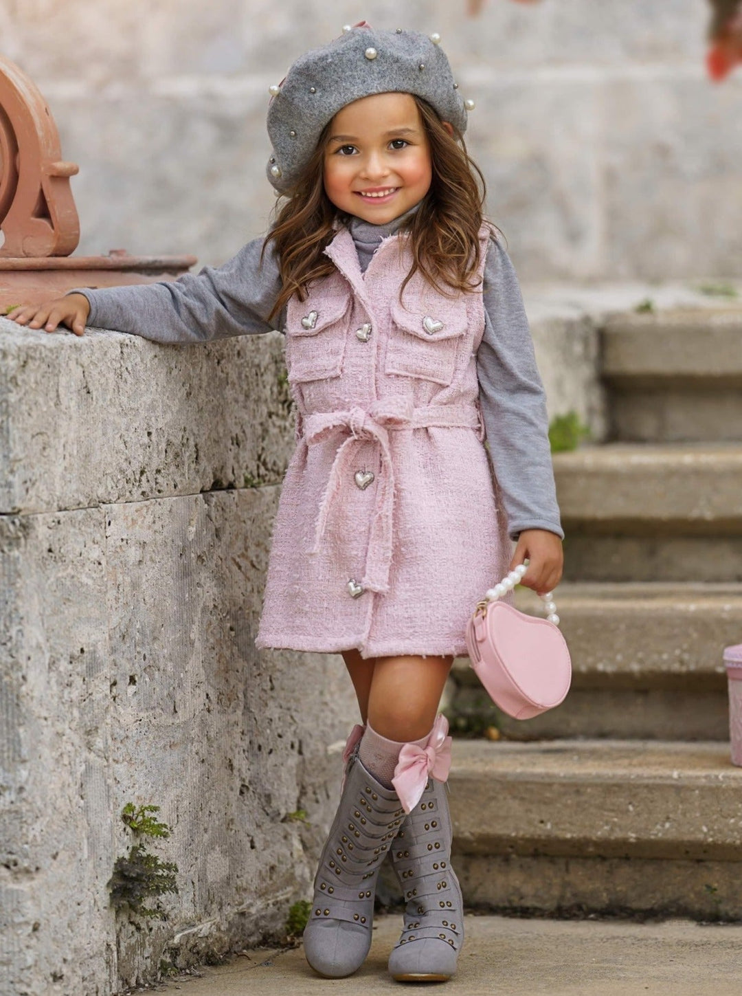 Forever Chic Black Sweater & Belted Pink Dress Set