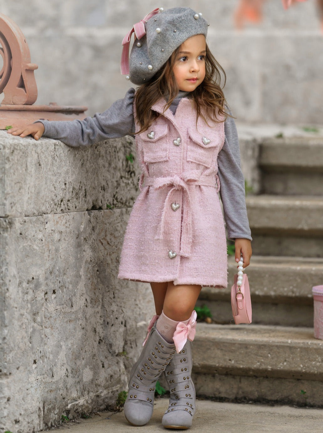 Forever Chic Black Sweater & Belted Pink Dress Set