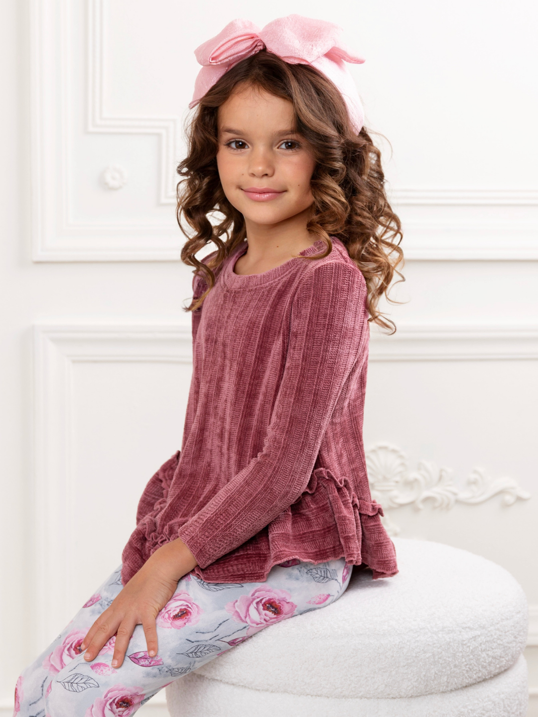 Mauvy Rose Ruffle Tunic and Legging Set
