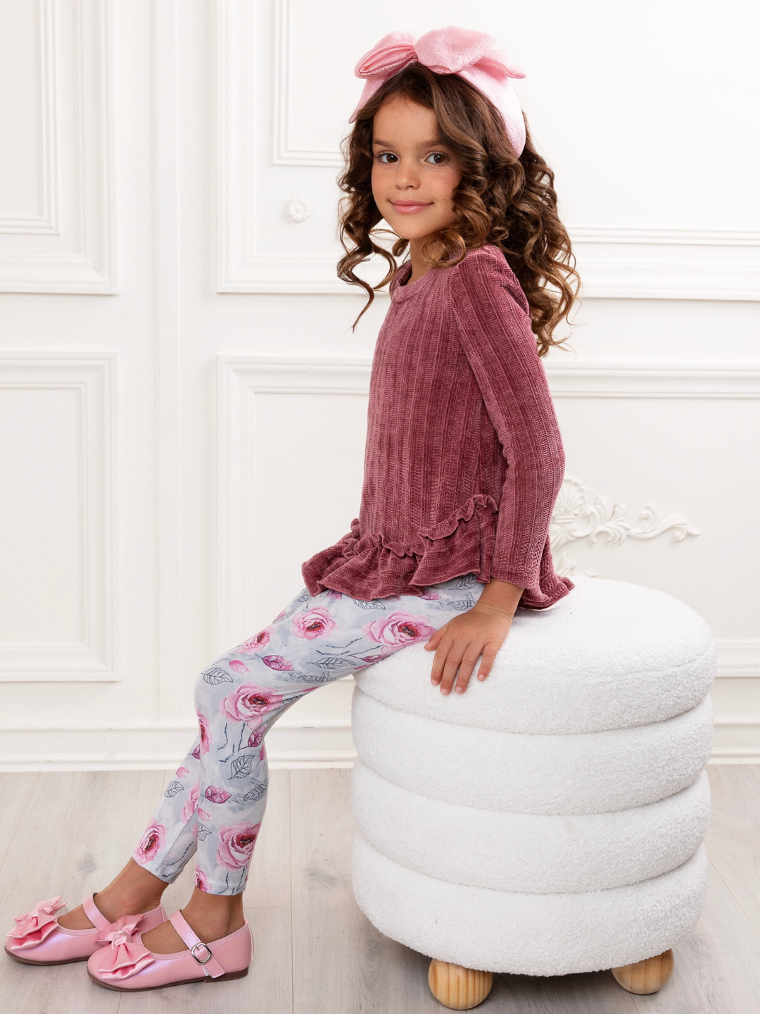 Mauvy Rose Ruffle Tunic and Legging Set