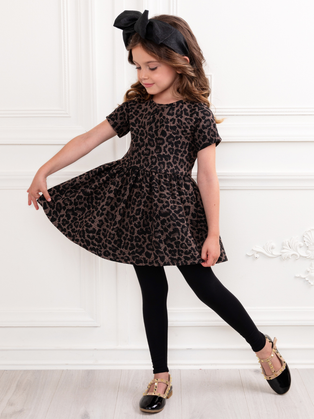 Leopard Print Tunic and Black Legging Set