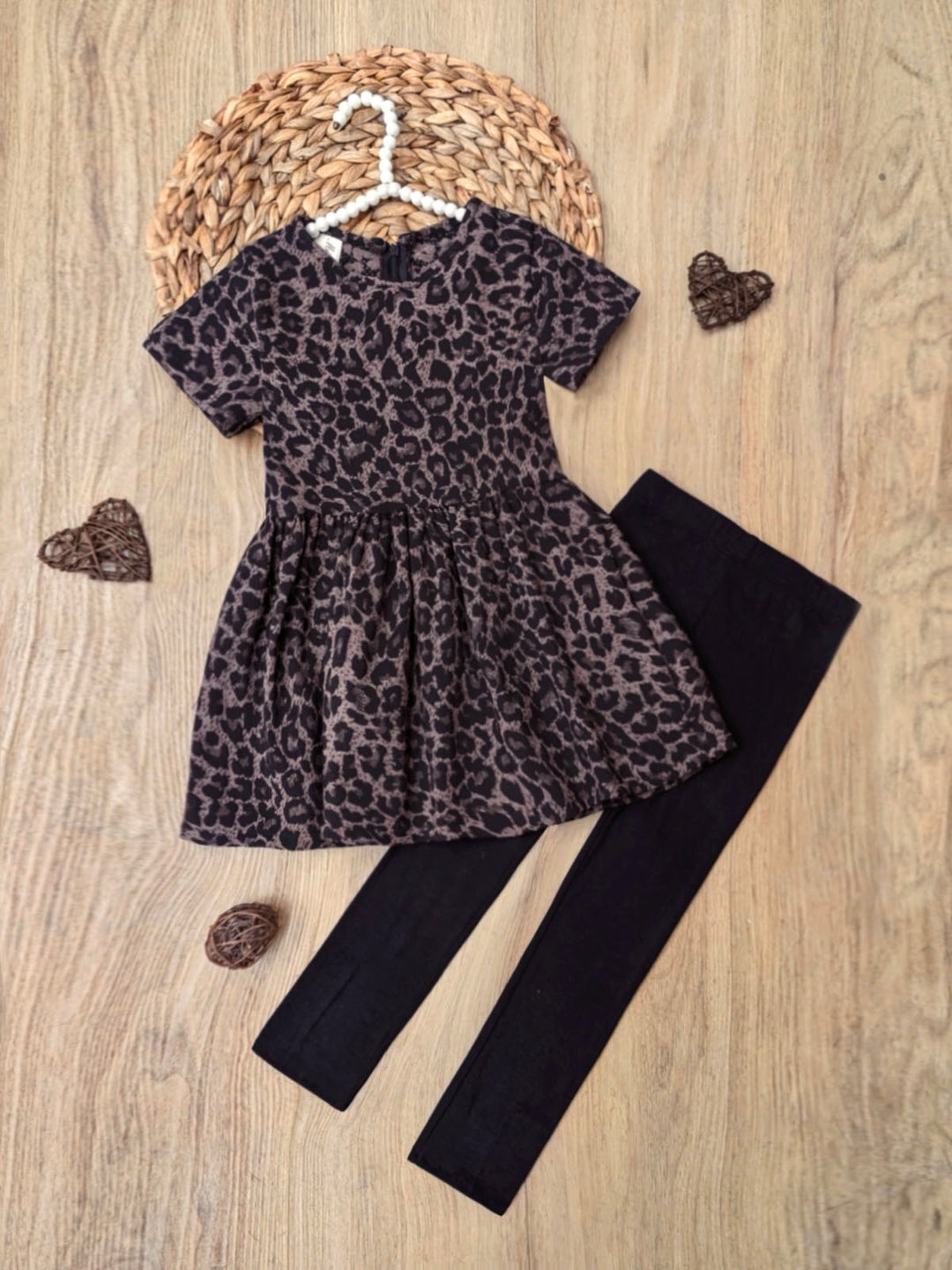 Leopard Print Tunic and Black Legging Set