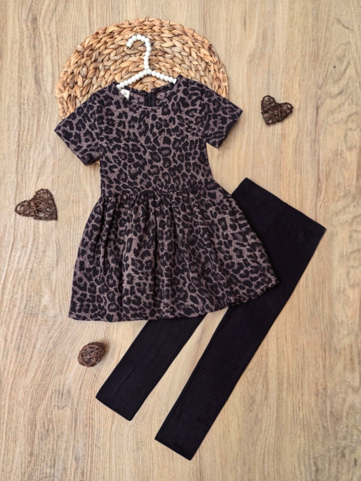 Leopard Print Tunic and Black Legging Set