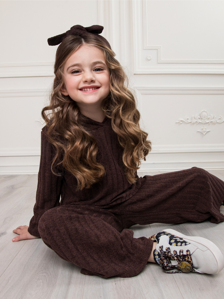 Snuggle Chic Brown Ribbed Lounge Set