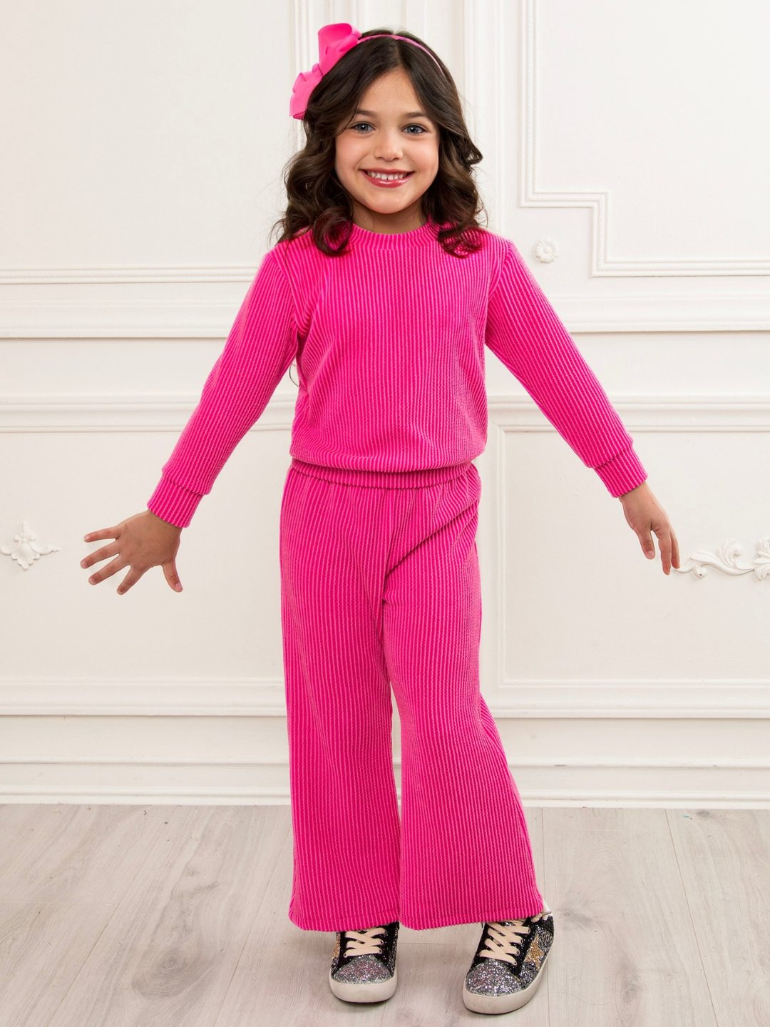 Pretty In Pink Ribbed Two Piece Lounge Set