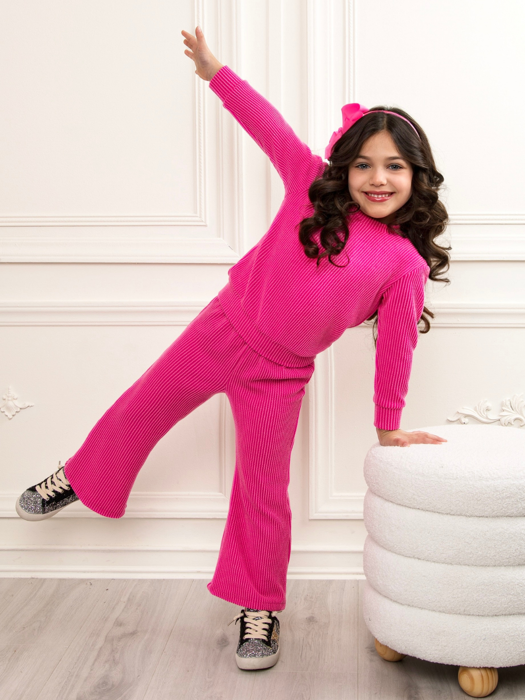 Pretty In Pink Ribbed Two Piece Lounge Set