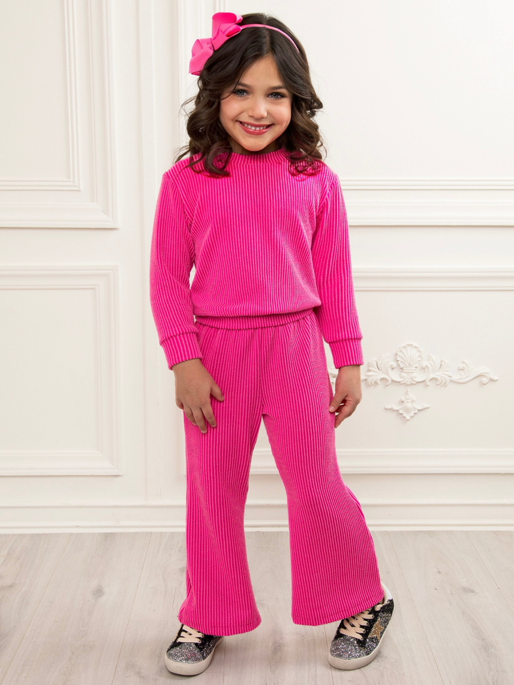 Pretty In Pink Ribbed Two Piece Lounge Set