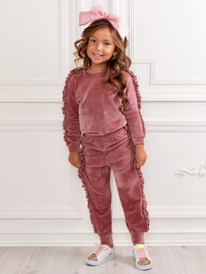 Rosey Velvet Dreams Ruffle Top and Lounge Pant Set