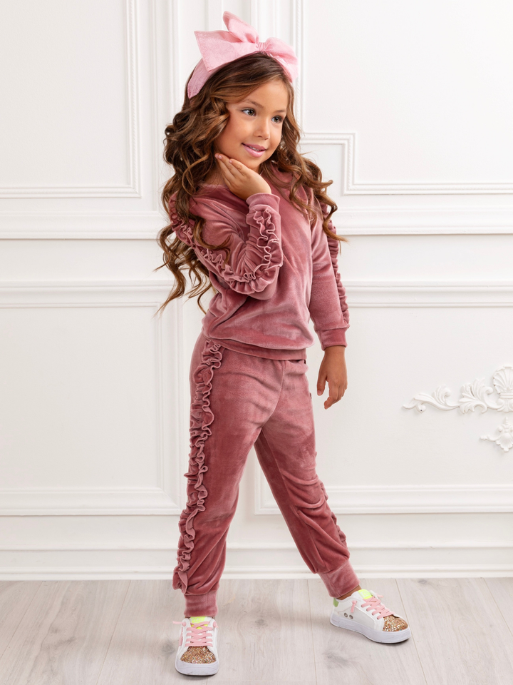 Rosey Velvet Dreams Ruffle Top and Lounge Pant Set