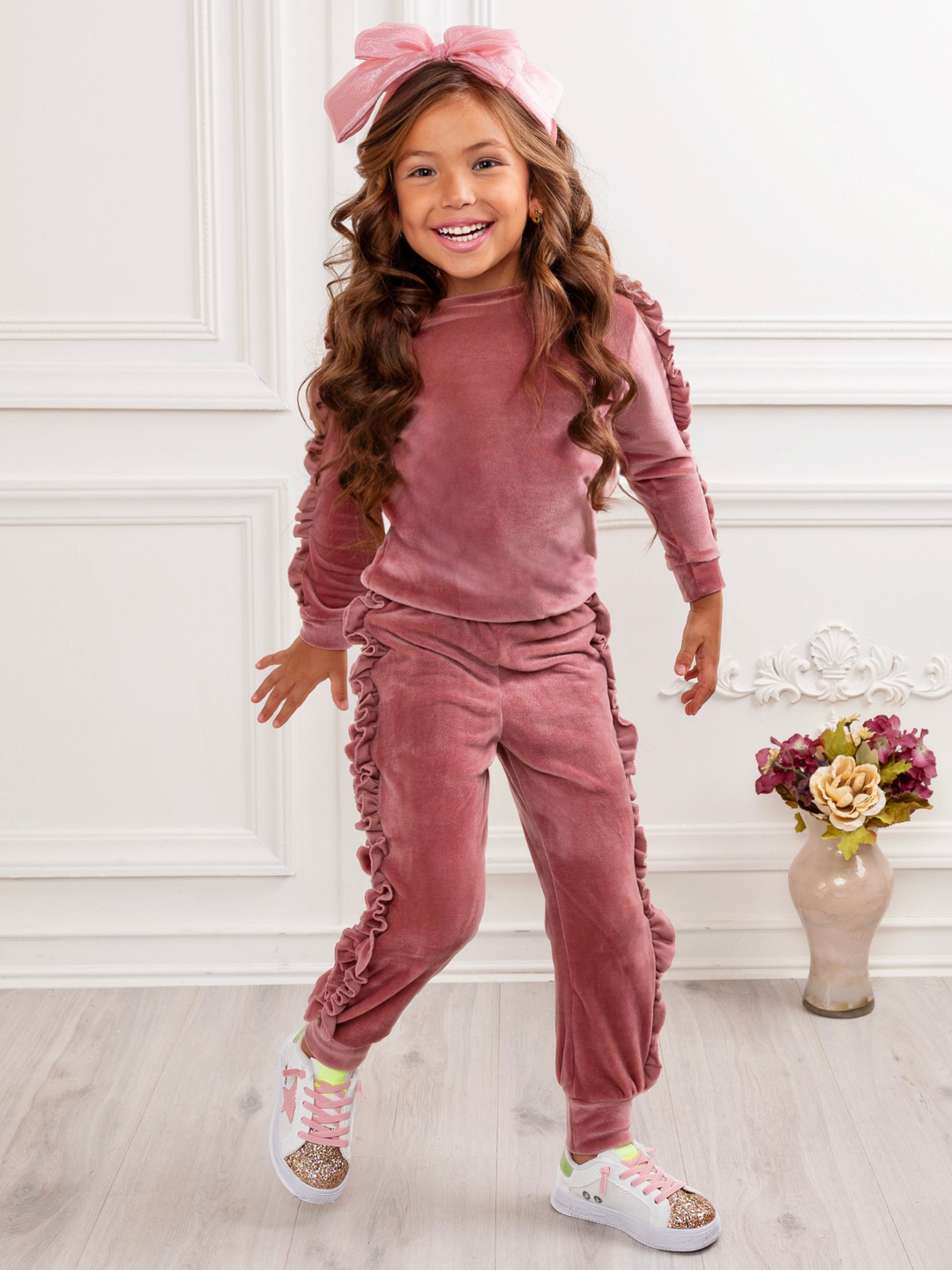 Rosey Velvet Dreams Ruffle Top and Lounge Pant Set