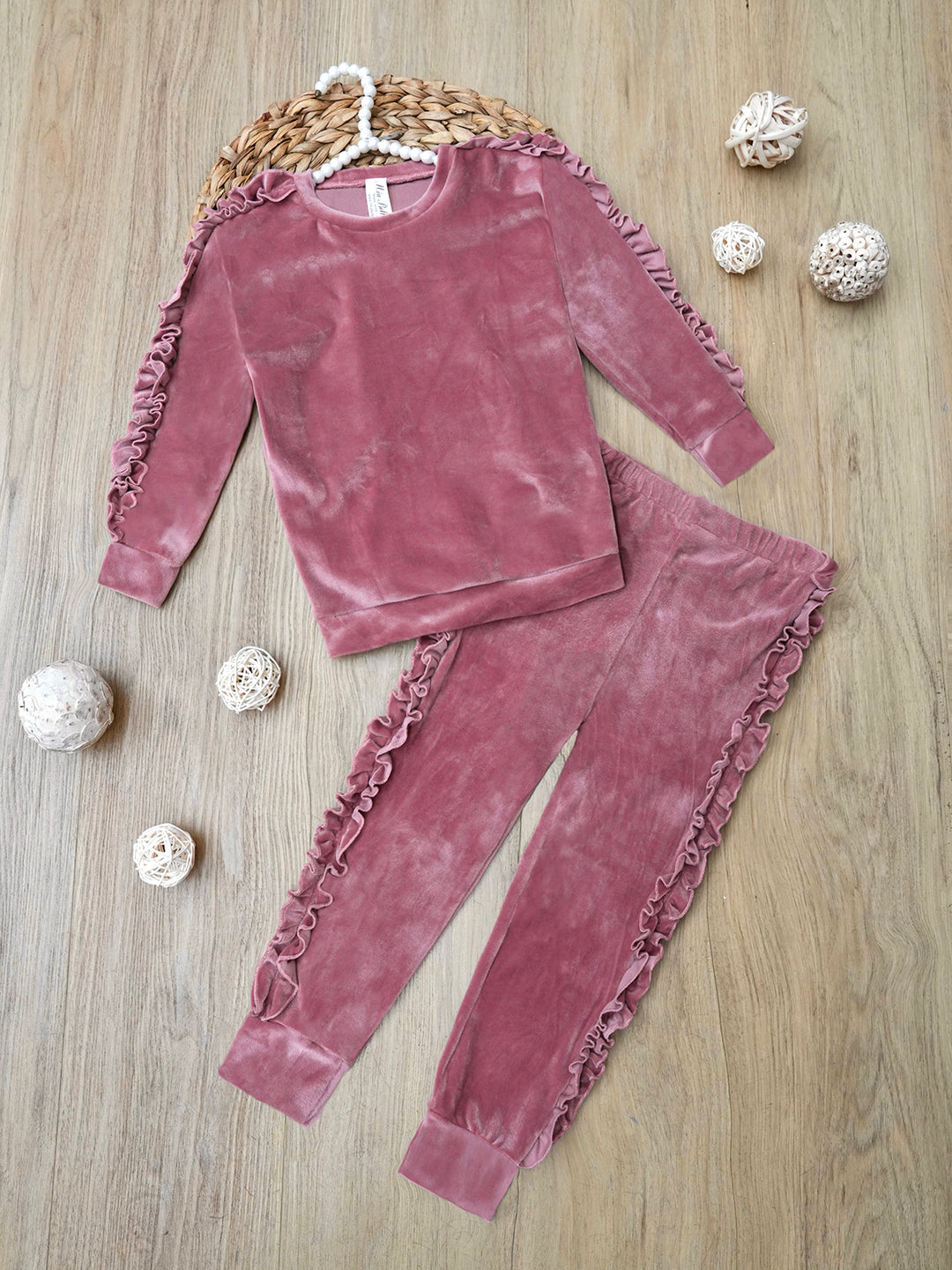 Rosey Velvet Dreams Ruffle Top and Lounge Pant Set