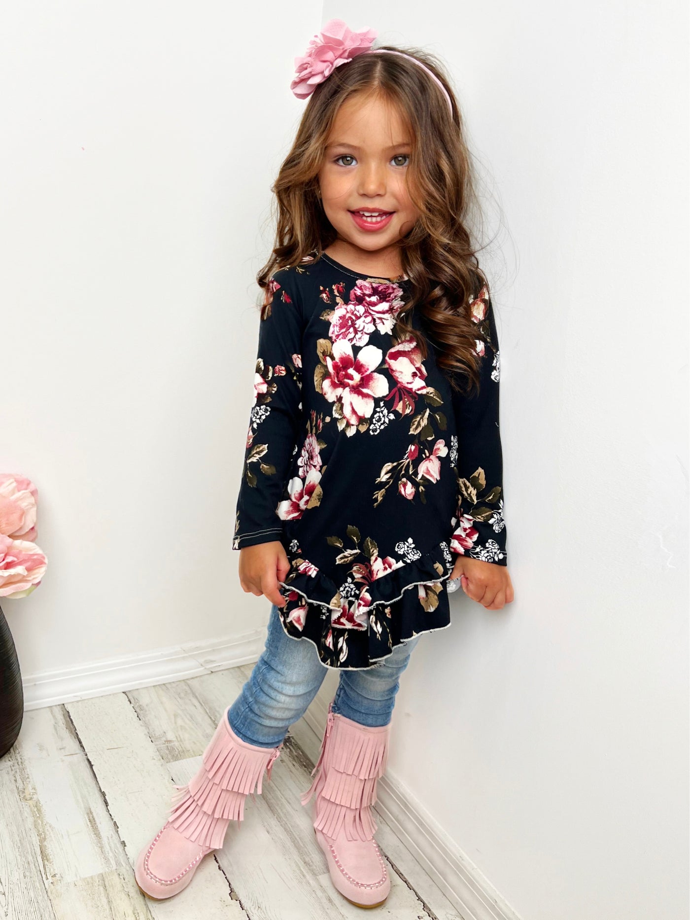 Mia Belle Girls Floral Top | Girls Fall Outfits