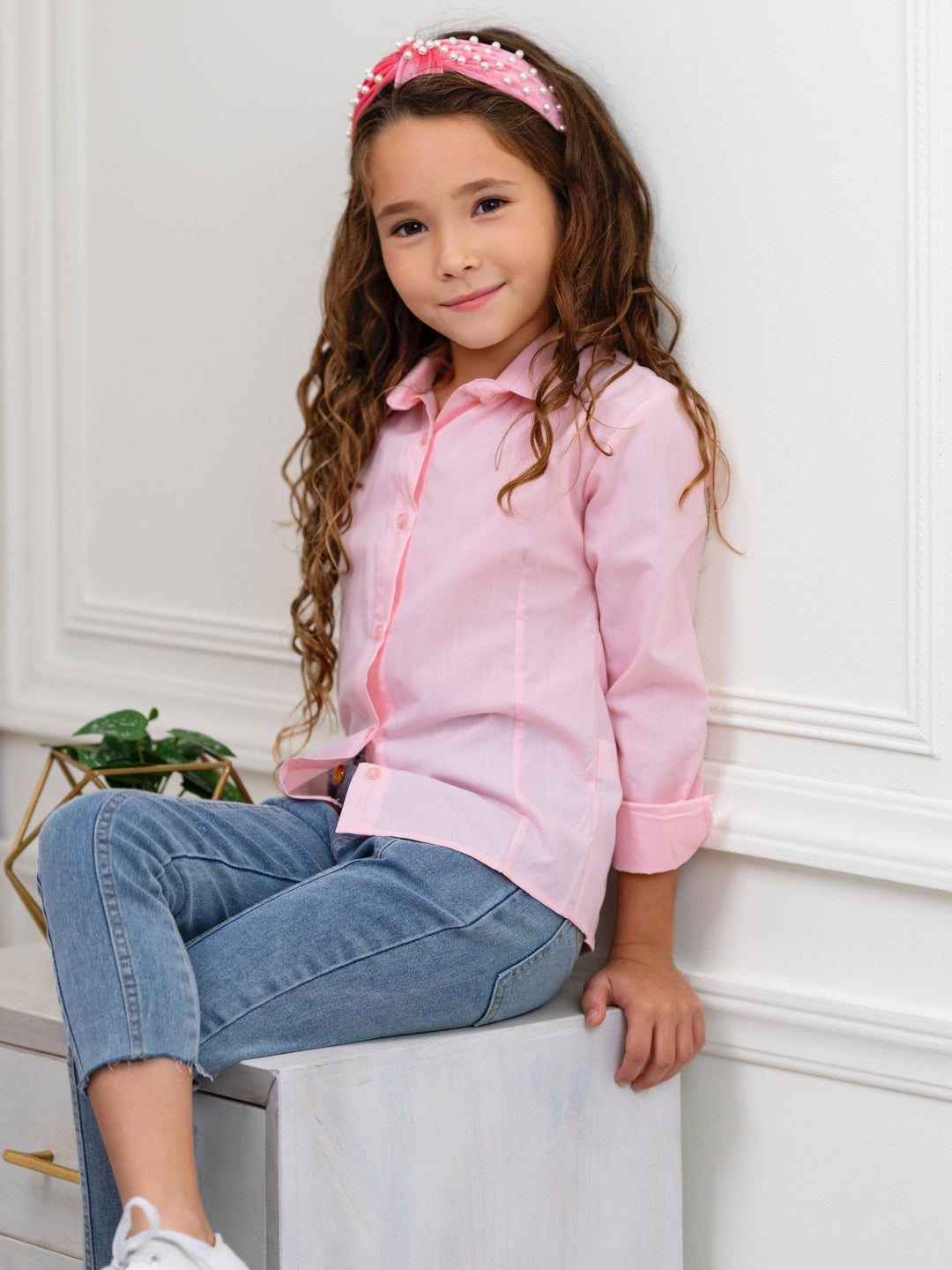 Pink Collared Dress Shirt by Kids Couture Mia Belle Girls Pink Collared Dress Shirt by Kids Couture Mia Belle Girls