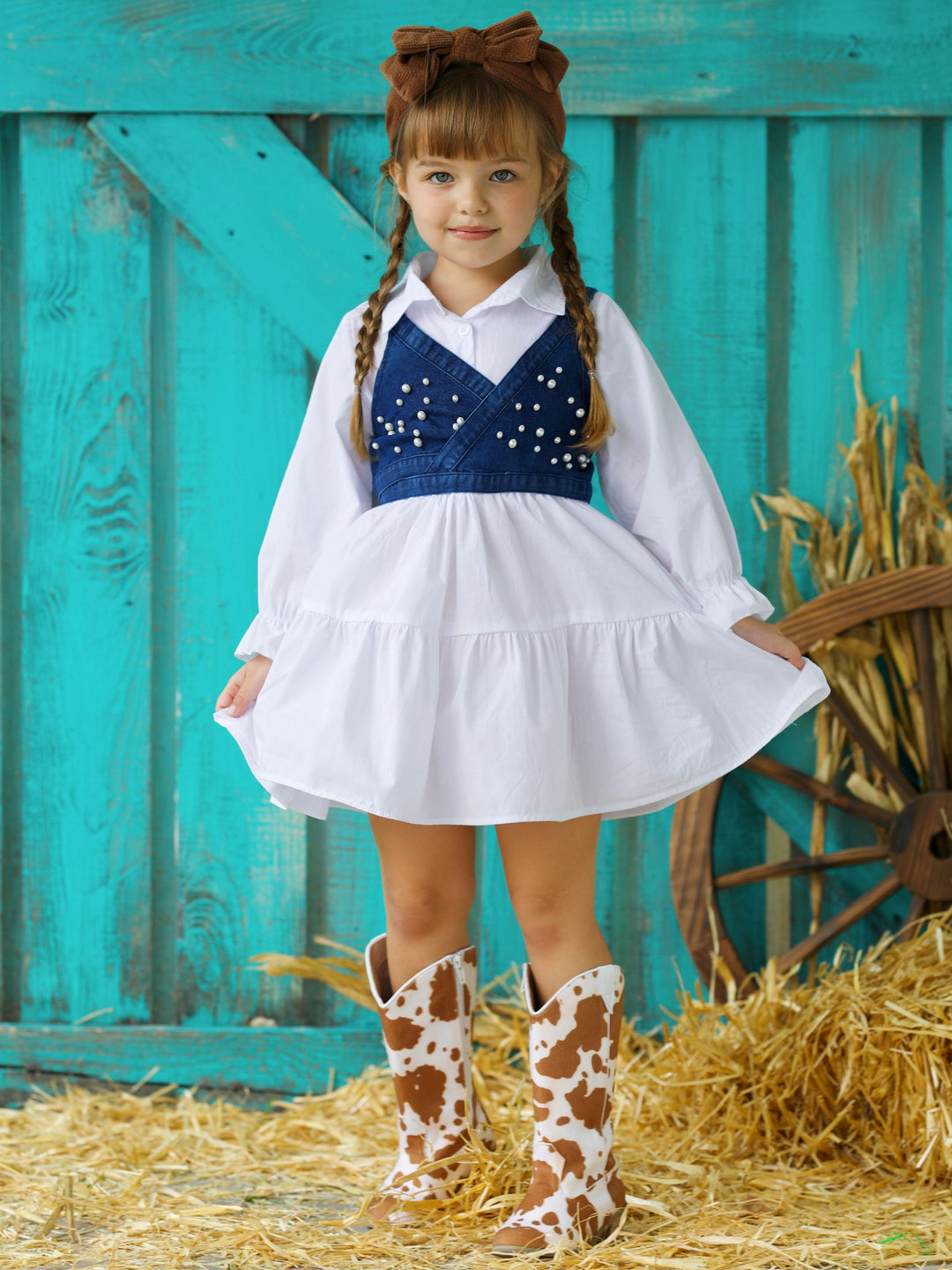 Delicate Dream Dress And Denim Vest Set Mia Belle Girls Delicate Dream Dress And Denim Vest Set Mia Belle Girls