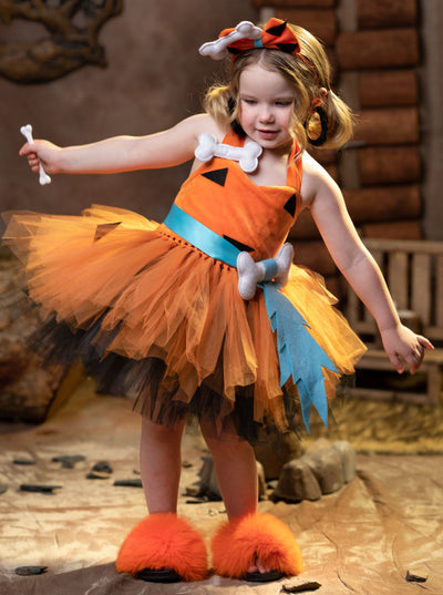 Kids Halloween Costumes | Flintstones Pebbles Dress | Mia Belle Girls
