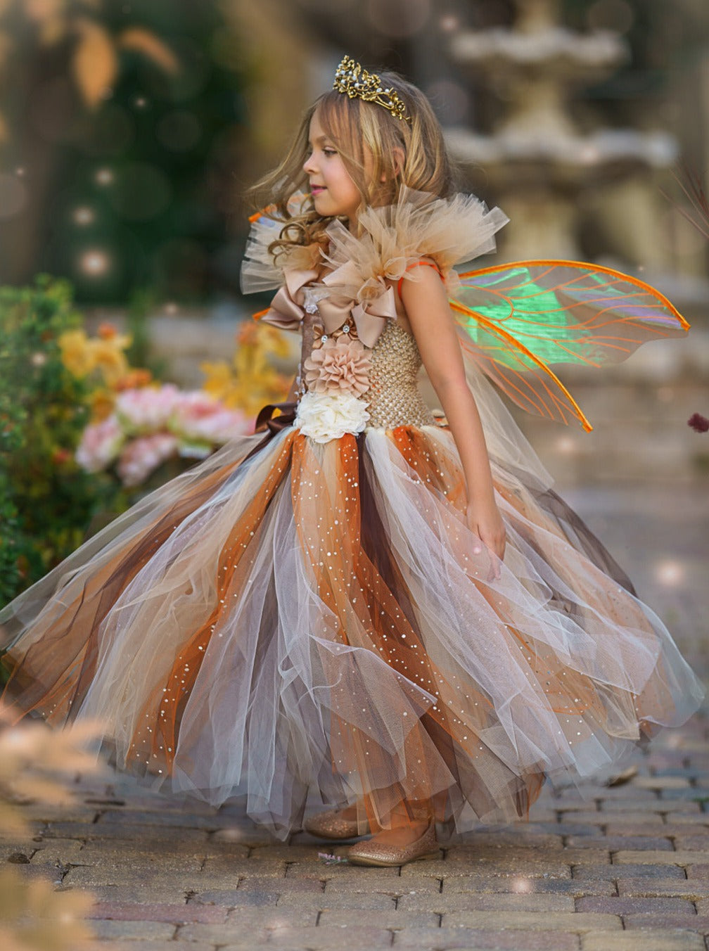 Kids Halloween Costume | Girls Golden Fairy Sparkle Tutu Dress Mia Belle Girls Kids Halloween Costume | Girls Golden Fairy Sparkle Tutu Dress Mia Belle Girls