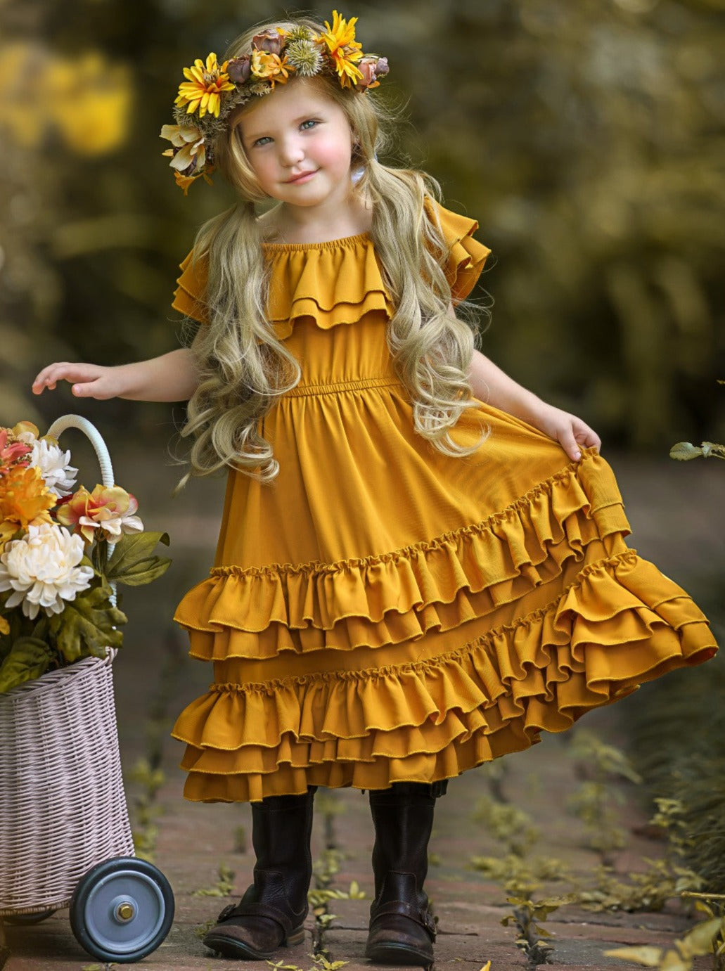 Marigold Sunset Tiered Ruffle Midi Dress Marigold Sunset Tiered Ruffle Midi Dress