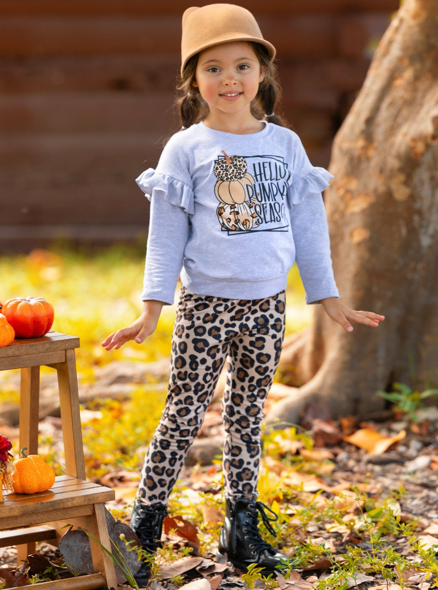 Girls Fall Clothes | Pumpkin Pullover & Legging Set - Mia Belle Girls