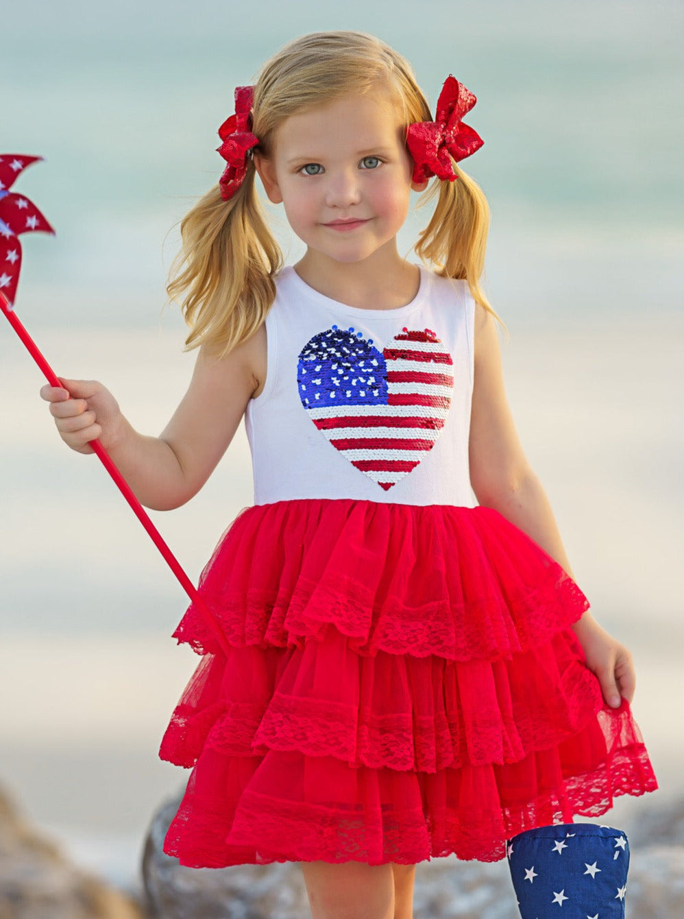 I Heart U.S.A. Sequin Heart Tutu Dress Mia Belle Girls I Heart U.S.A. Sequin Heart Tutu Dress Mia Belle Girls