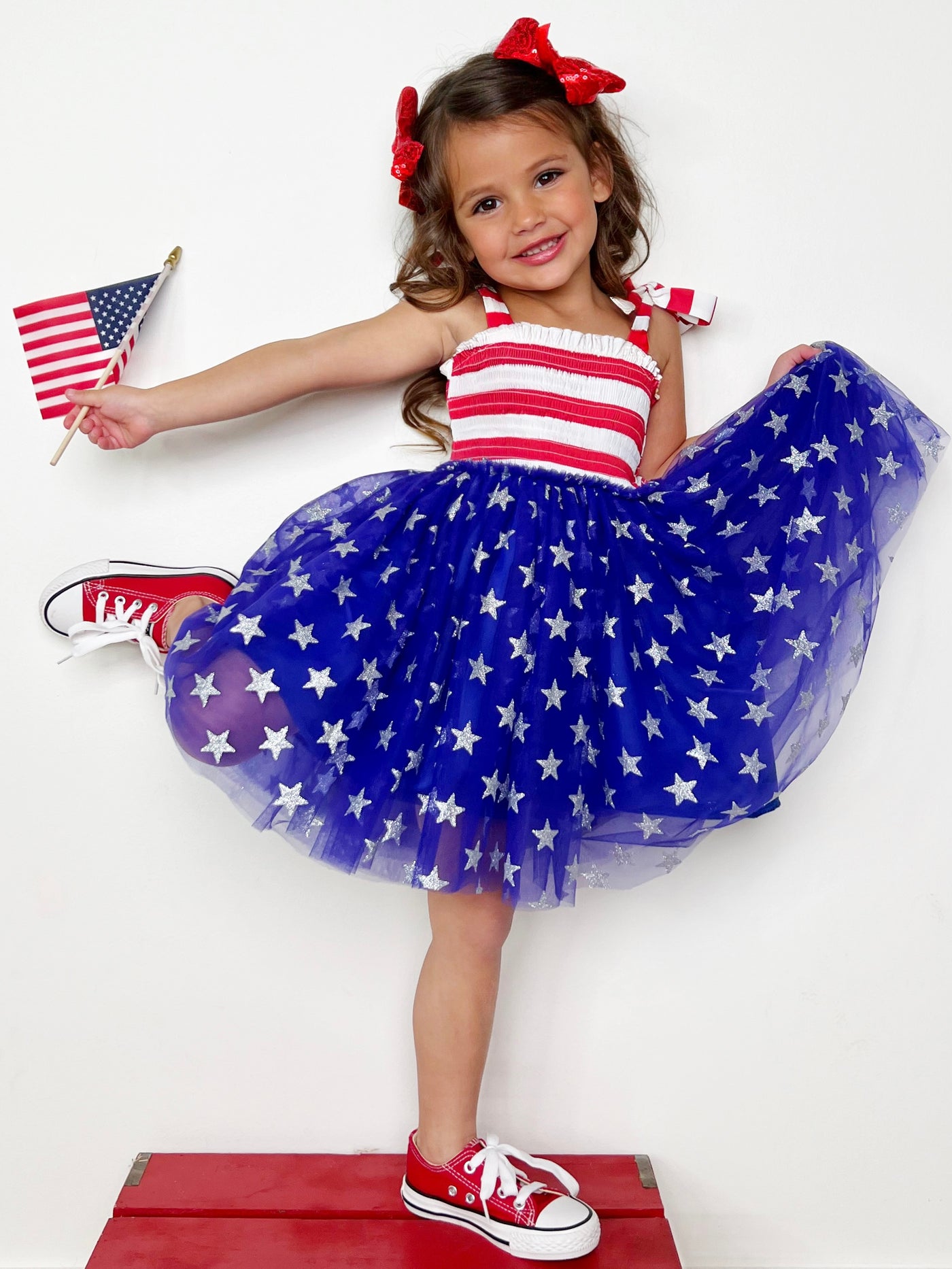 Mia Belle Girls Stars And Stripes Smocked Tutu Dress | 4th Of July