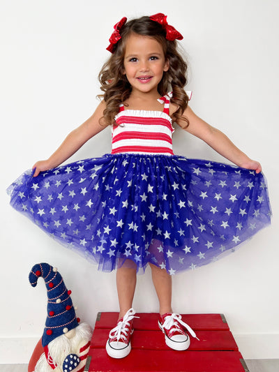 Mia Belle Girls Stars And Stripes Smocked Tutu Dress | 4th Of July