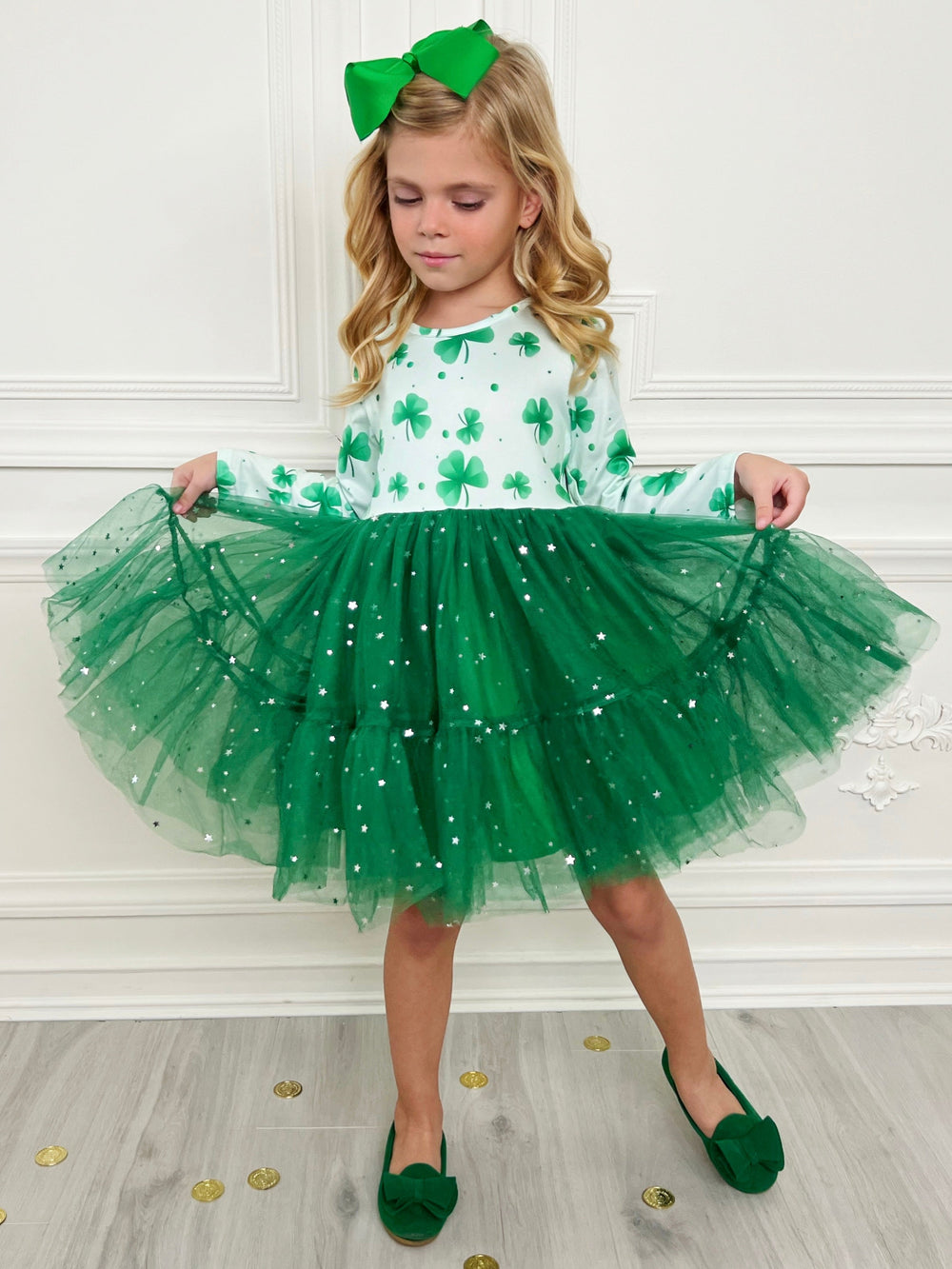 My Lucky Girl Clover Print Tutu Dress – Mia Belle Girls