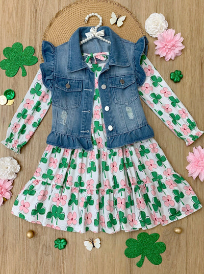 Mia Belle Girls Vest And Clover Dress Set | Girls St. Patrick's Day