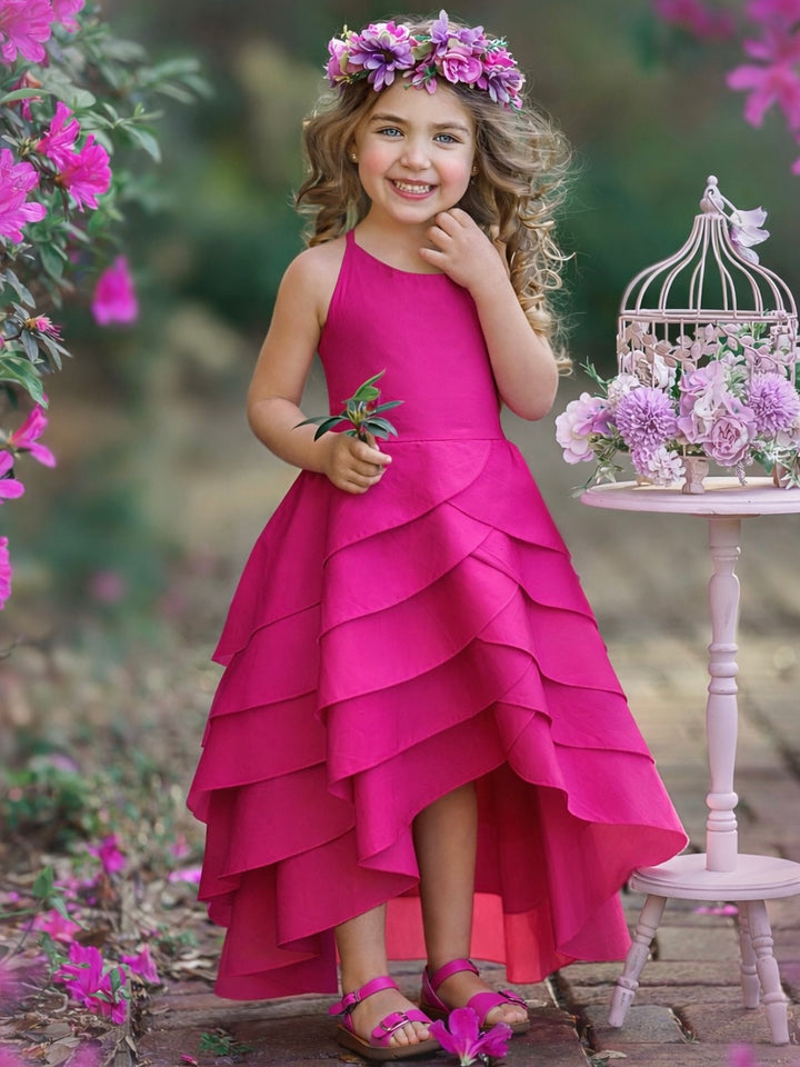 Pretty Petal Pink Tiered Dress Mia Belle Girls