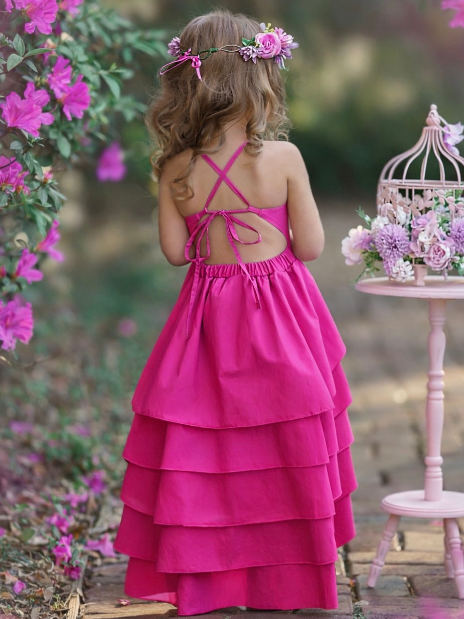 Pretty Petal Pink Tiered Dress Mia Belle Girls