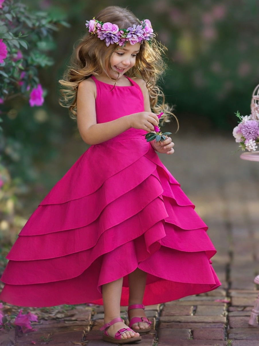 Pretty Petal Pink Tiered Dress Mia Belle Girls