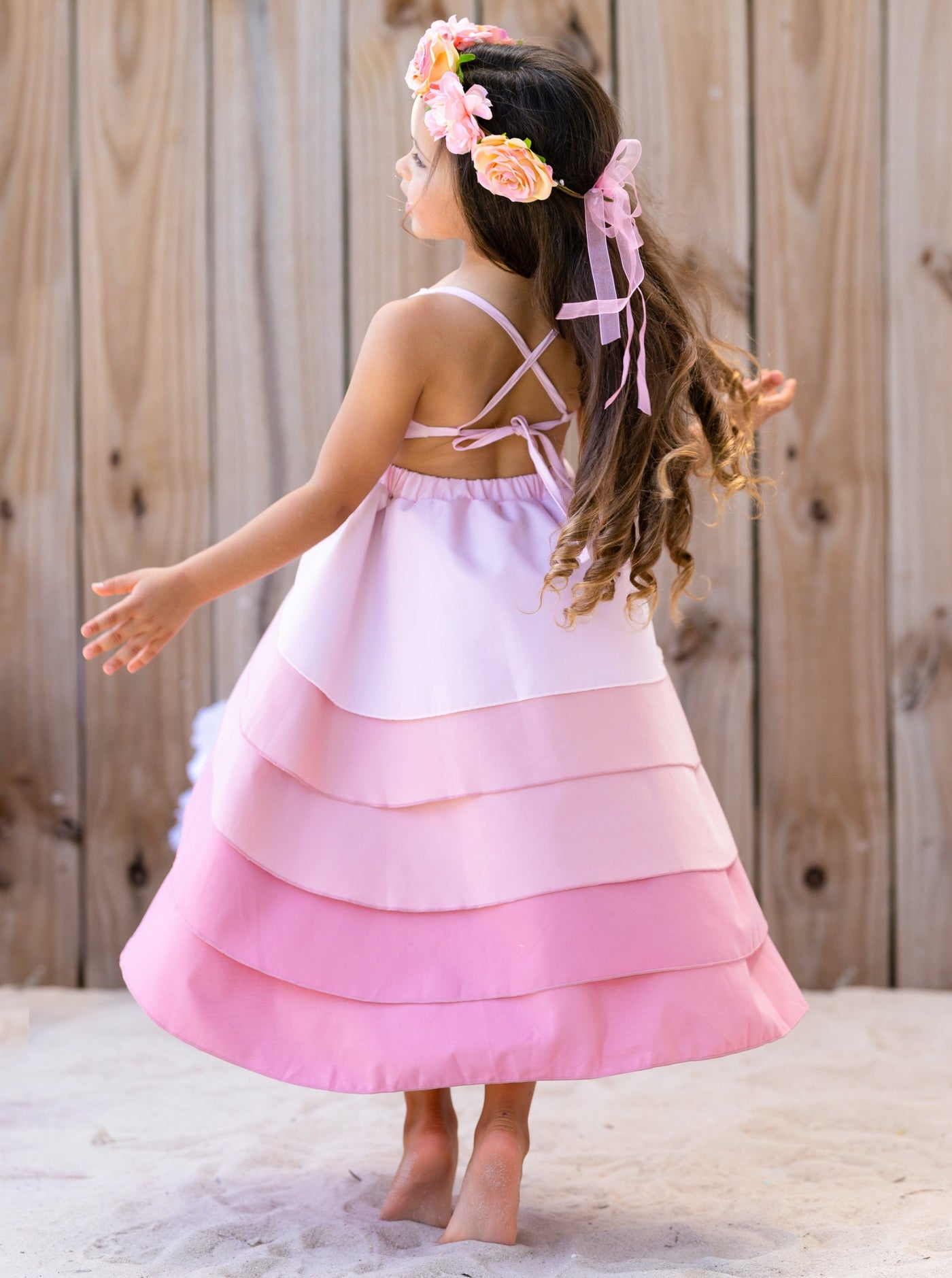 Toddler Spring Outfits | Girls Sleeveless Bubblegum Tiered Dress