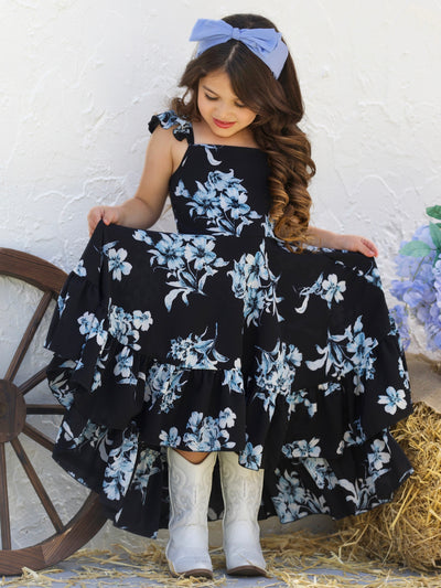 Mia Belle Girls Floral Hi-Lo Ruffle Dress | Girls Spring Dresses