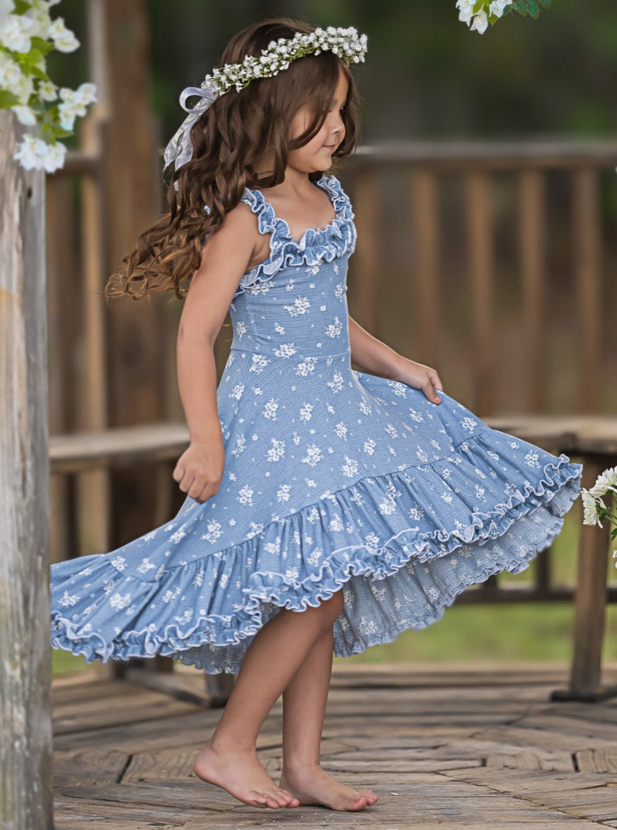 Mia Belle Girls Hi-Lo Ruffle Dress | Girls Spring Dresses