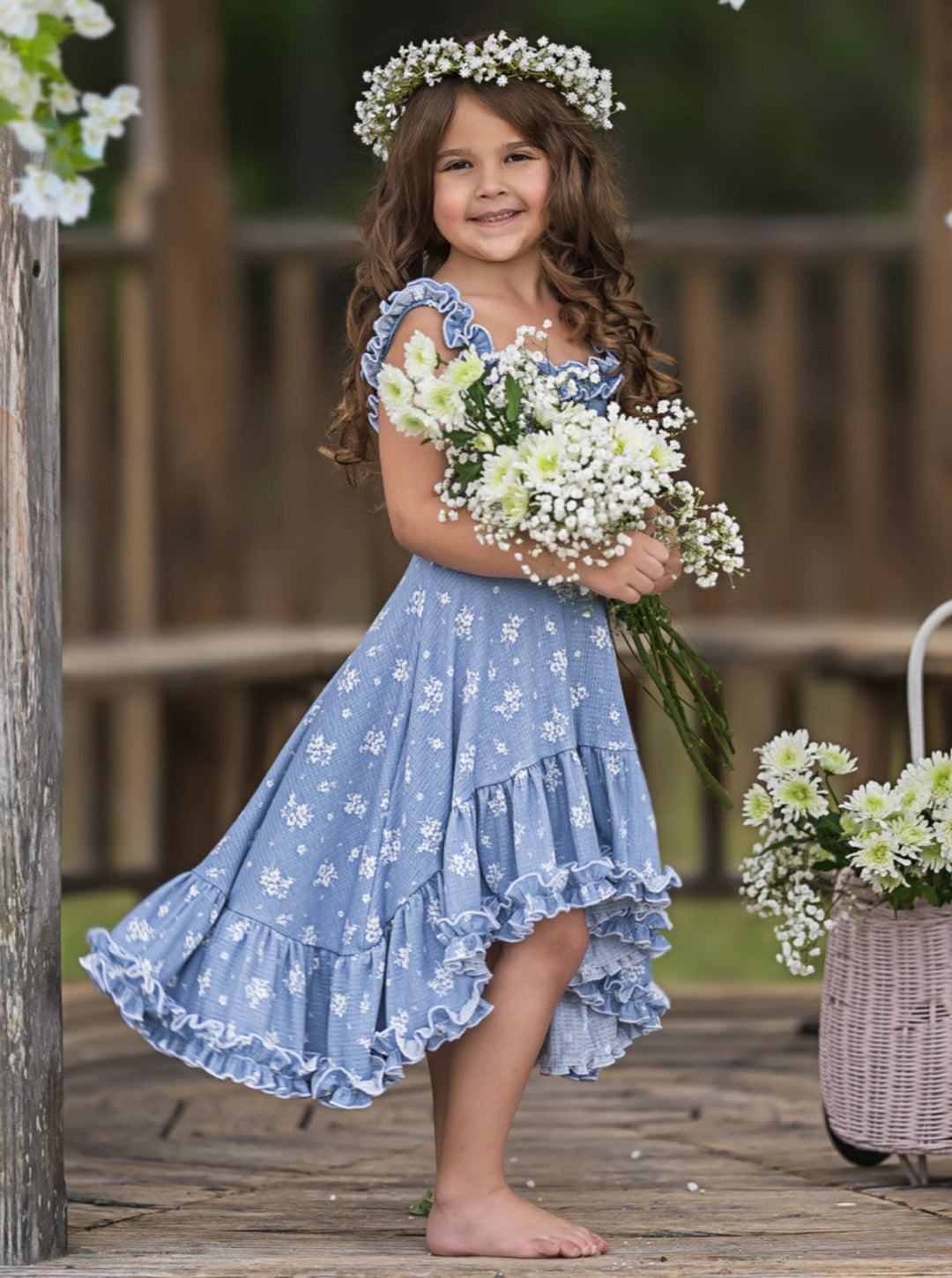 Mia Belle Girls Hi-Lo Ruffle Dress | Girls Spring Dresses Mia Belle Girls Hi-Lo Ruffle Dress | Girls Spring Dresses