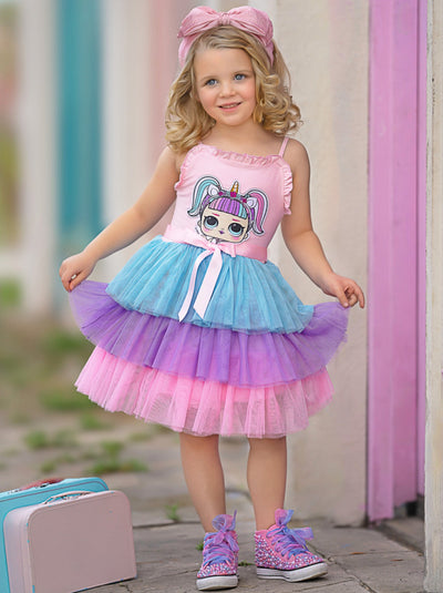 L.O.L. SURPRISE! x Mia Belle Girls Unicorn Tiered Pastel Dress