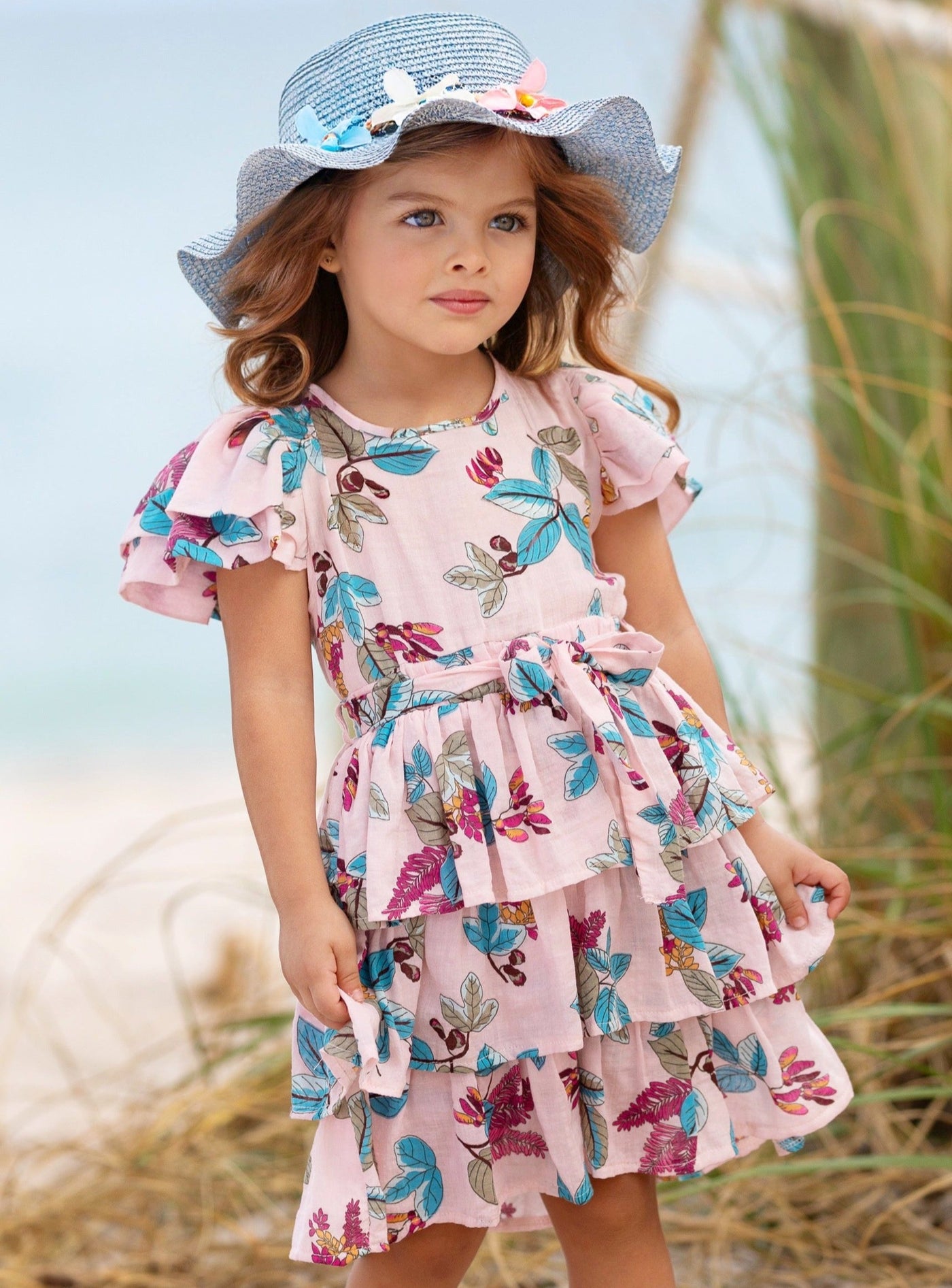 Mia Belle Girls Floral Tiered Ruffle Dress | Girls Spring Dresses