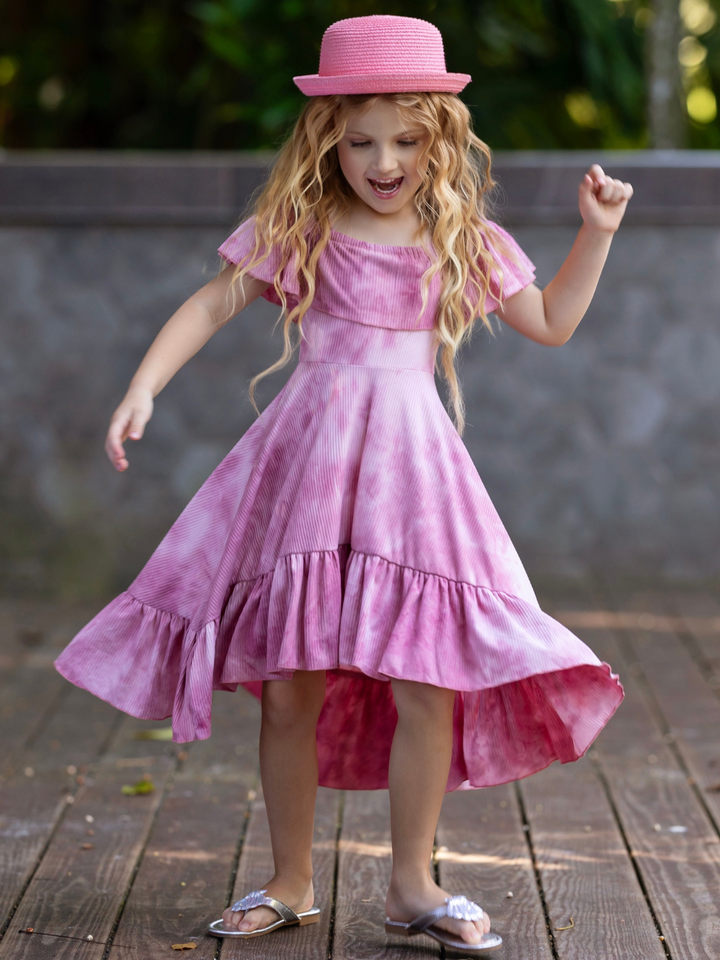 Rosewood Tie-Dye Hi-Lo Ruffle Dress