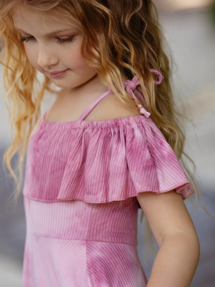 Rosewood Tie-Dye Hi-Lo Ruffle Dress