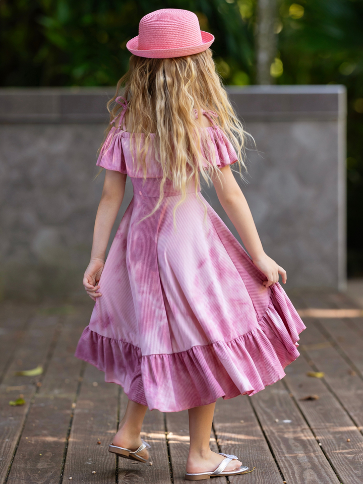 Rosewood Tie-Dye Hi-Lo Ruffle Dress