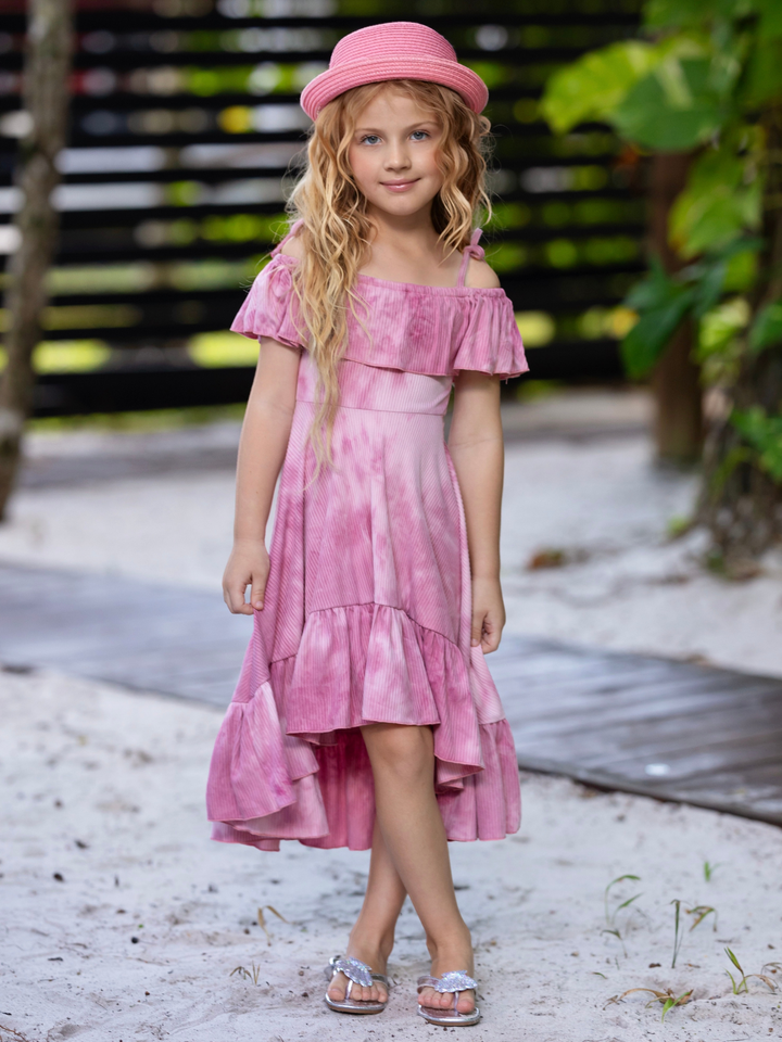 Rosewood Tie-Dye Hi-Lo Ruffle Dress