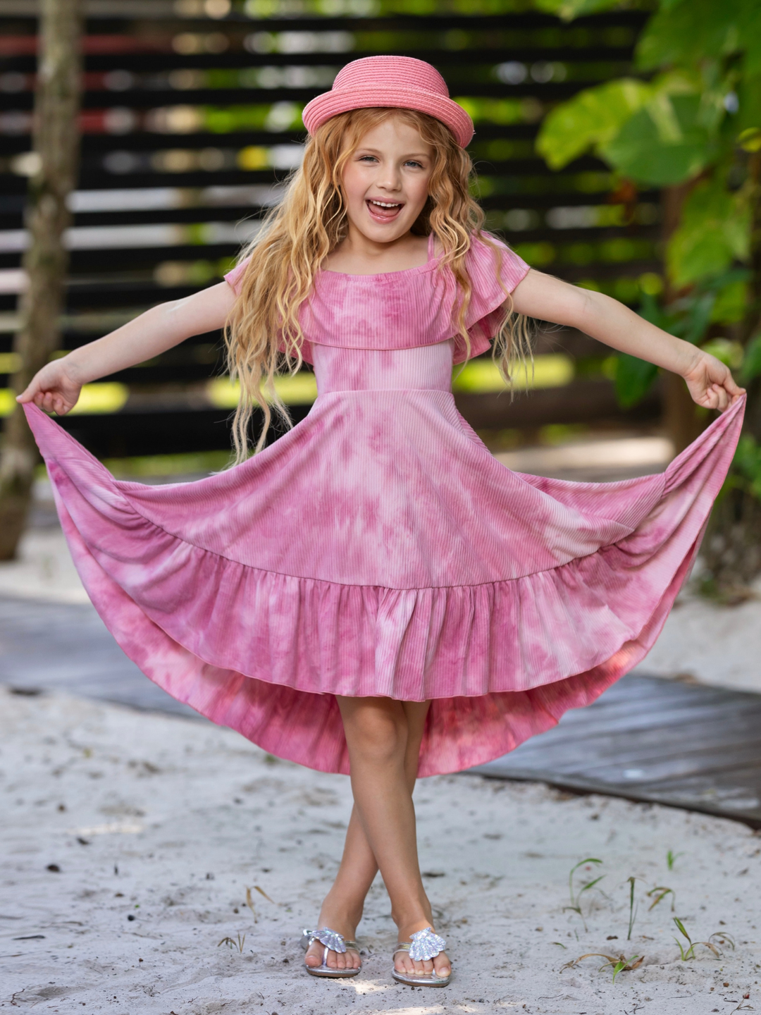 Rosewood Tie-Dye Hi-Lo Ruffle Dress