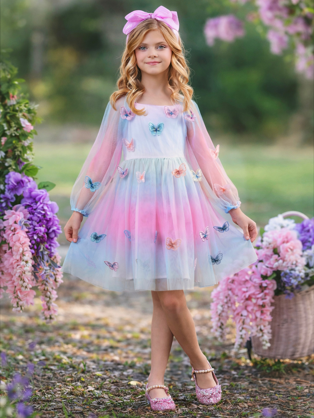 Girls pastel butterfly dress for Easter and graduation