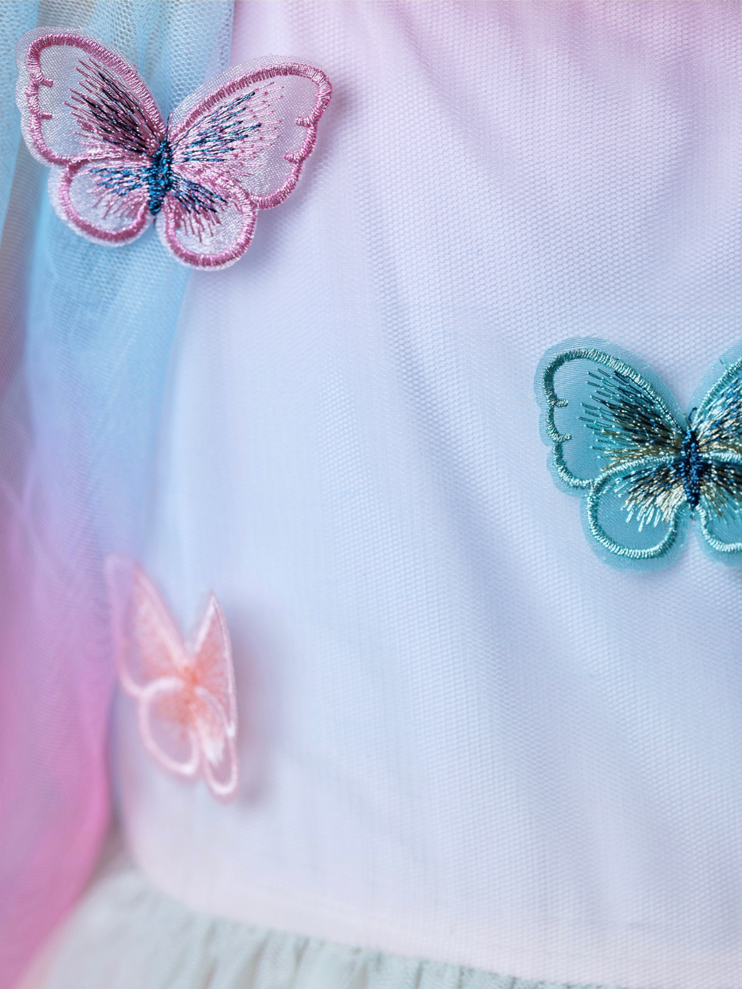 3D butterfly appliqué pastel party dress for girls