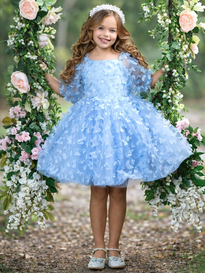 Light blue formal dress for girls wedding and recital