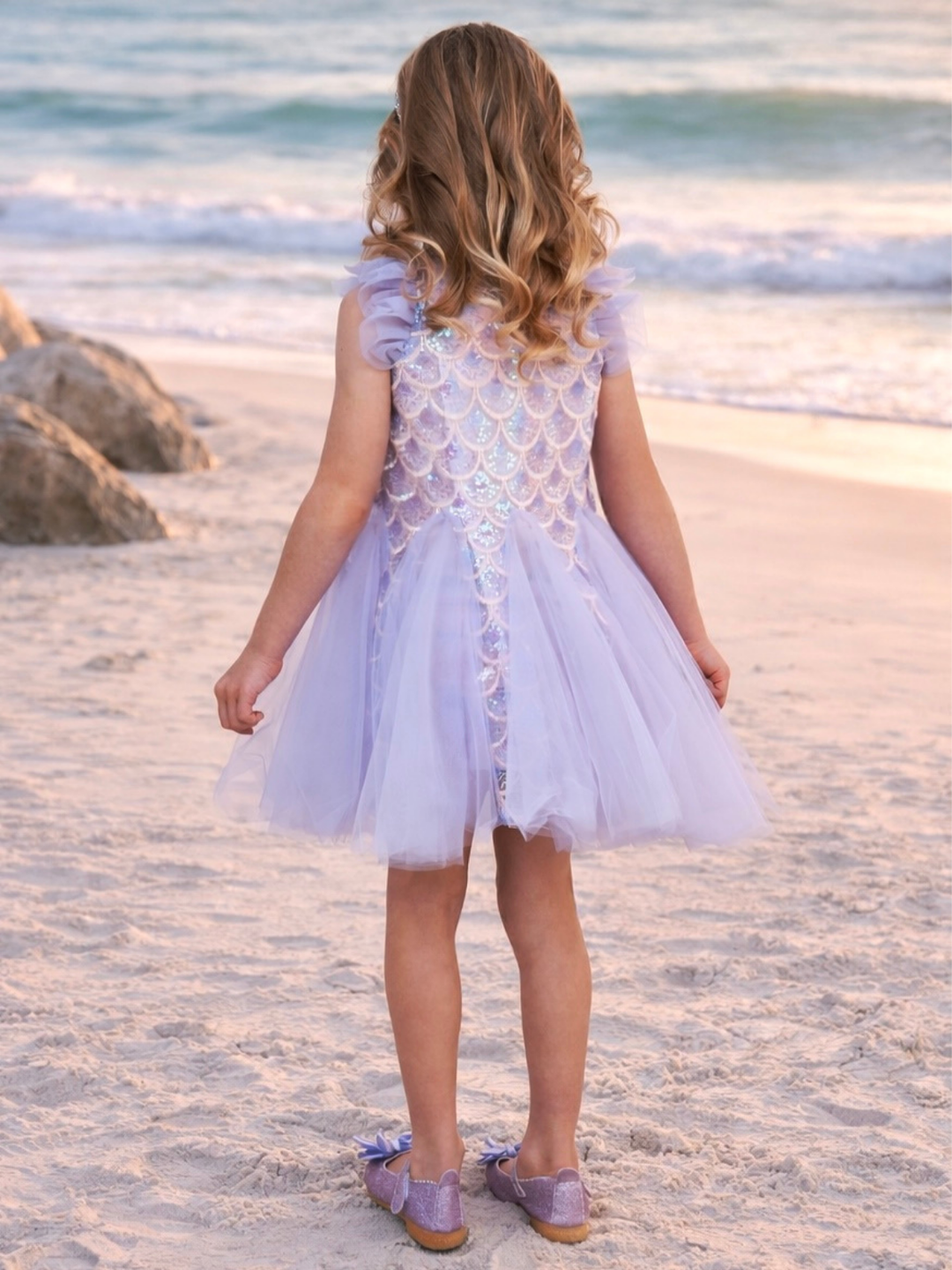 girls lavender sequin princess dress