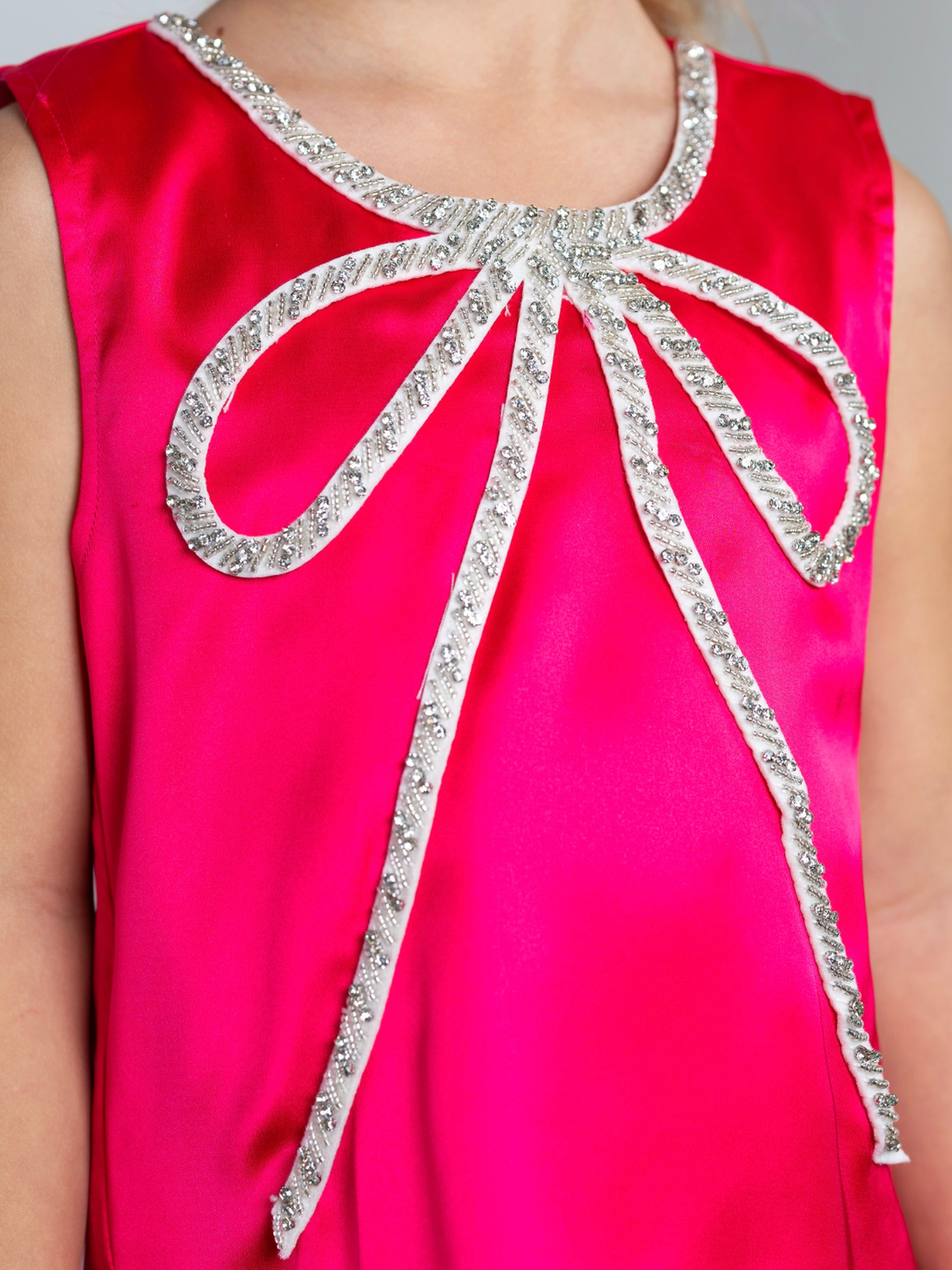 Fuchsia Flora Crystal-Bow Party Dress