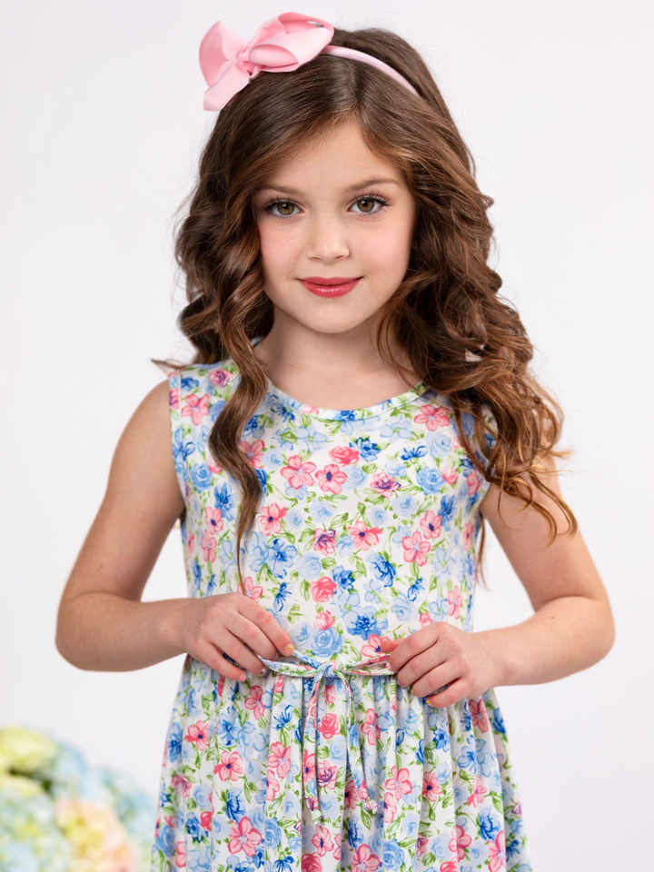 Petal Grace Sleeveless Floral Easter Dress